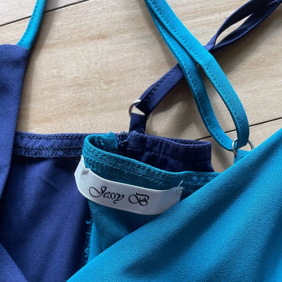 Navy and Teal Scarf Dress - Picture 4 of 7